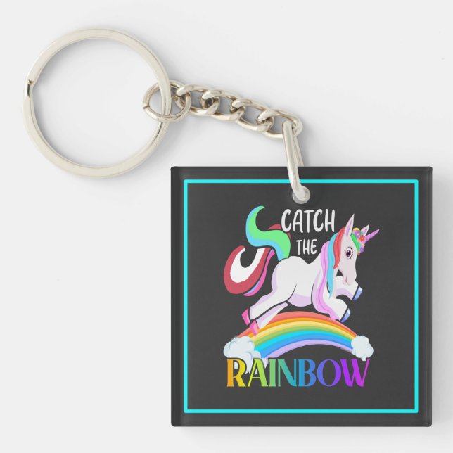 Catch the Rainbow Unicorn Design Key Ring (Front)