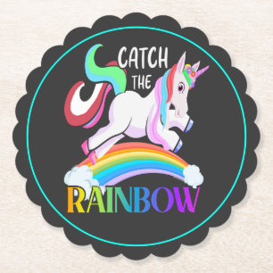 Catch the Rainbow Unicorn Design Paper Coaster