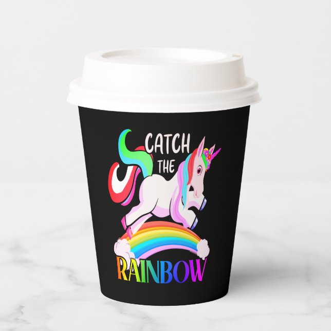 Catch the Rainbow Unicorn Design Paper Cups (Front)