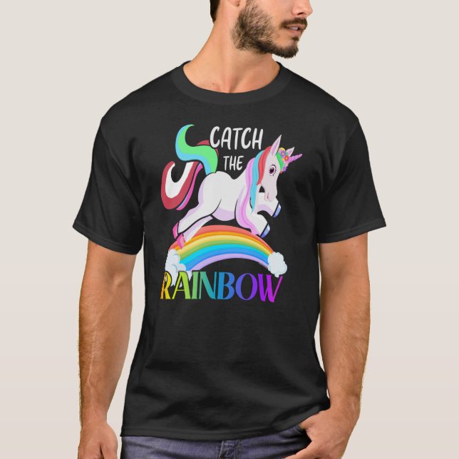 Catch the Rainbow Unicorn Design T-Shirt (Front)