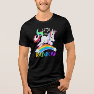 Catch the Rainbow Unicorn Design Tri-Blend Shirt