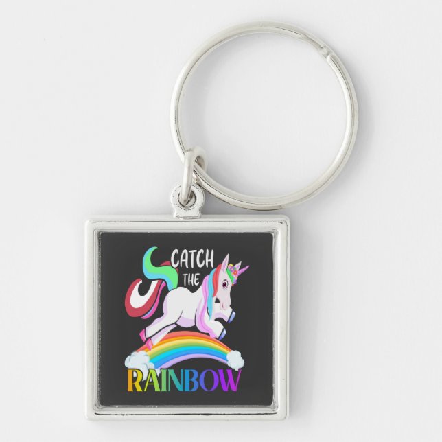 Catch the Rainbow - Unicorn Designs-15989 Key Ring (Front)