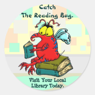 Catch The Reading Bug Classic Round Sticker