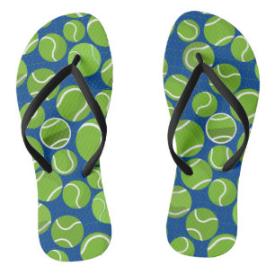 Catch the Tennis Balls Pattern Blue BG Jandals
