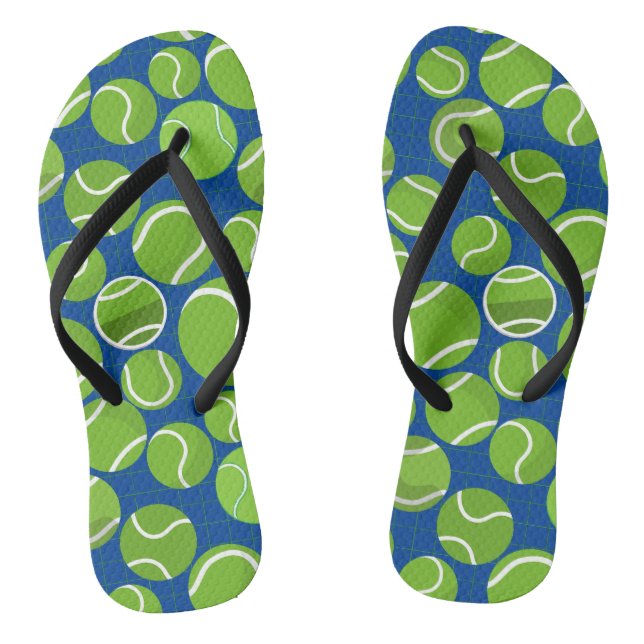 Catch the Tennis Balls Pattern Blue BG Jandals (Footbed)