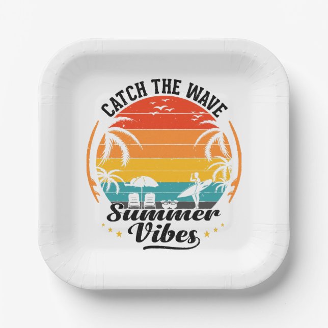 Catch the Wave Summer Vibes Paper Plate (Front)