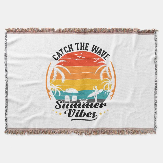 Catch the Wave Summer Vibes Throw Blanket (Front)