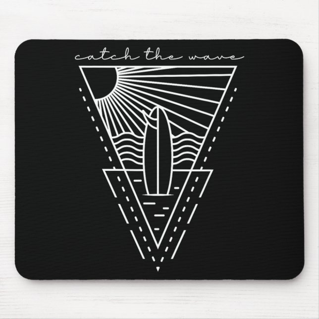 Catch the wave surfing retro surfboard waves sea mouse pad (Front)
