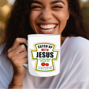 Catch Up With Jesus Funny Christian Ketchup Tomato Coffee Mug