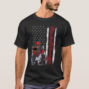 Catcher Baseball  Men Baseball Grandpa American Fl T-Shirt