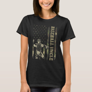 Catcher Baseball  Men Baseball Uncle Camo USA Flag T-Shirt