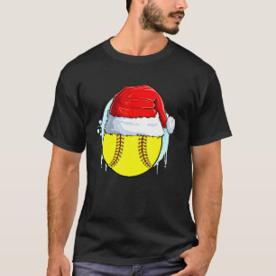 Catcher Pitcher Girls Christmas Softball Ball Sant T-Shirt