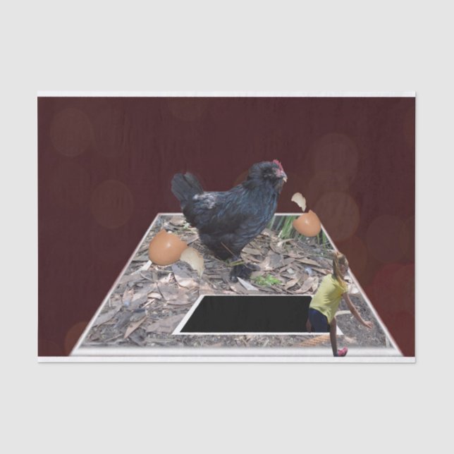 Catching A Egg Eating Chicken Popout Art, Tissue Paper (Front)