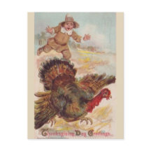 Catching a Turkey, Vintage Art Postcard