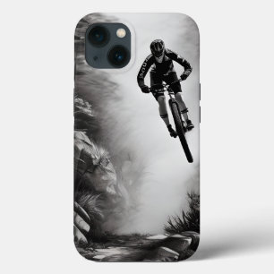 Catching Air - Mountain Bike Digital Pencil Sketch iPhone 13 Case
