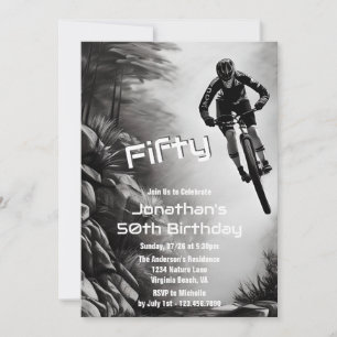 Catching Air - Mountain Bike Sketch 50th Birthday Invitation