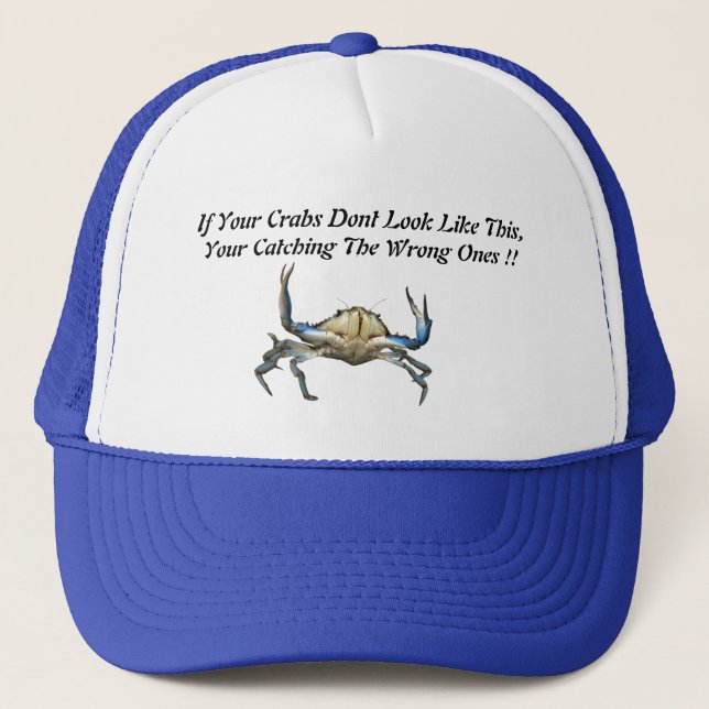Catching Crabs, Funny Truckers Cap. Trucker Hat (Front)