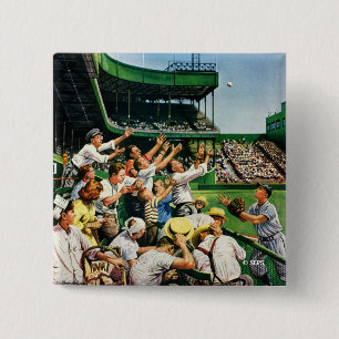 Catching Home Run Ball 15 Cm Square Badge