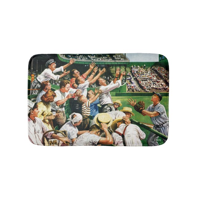 Catching Home Run Ball Bath Mat (Front)