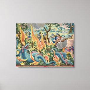 Catching Serpents in India Using Clubs and Torches Canvas Print