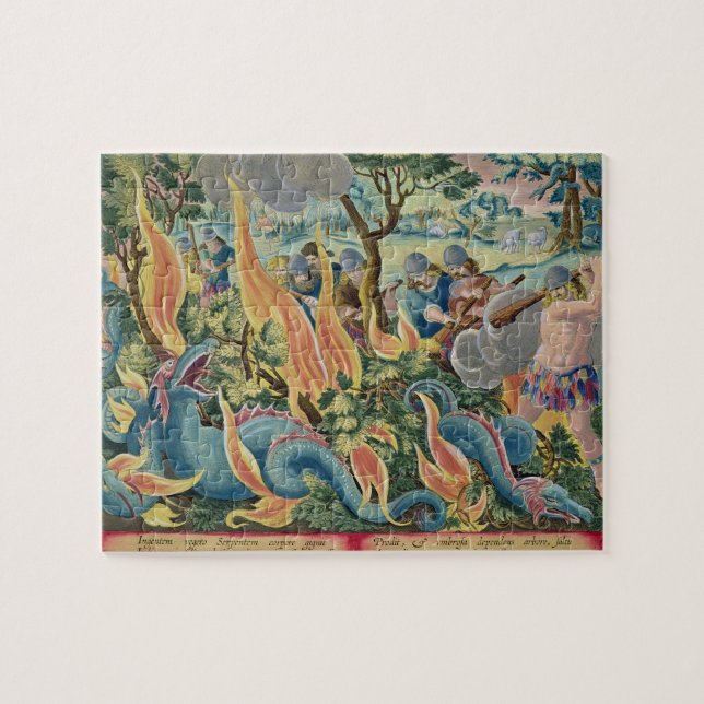 Catching Serpents in India Using Clubs and Torches Jigsaw Puzzle (Horizontal)