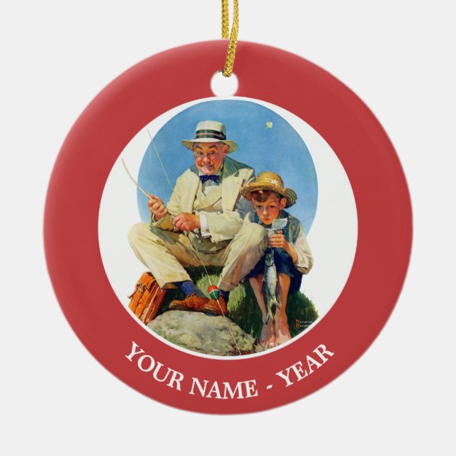 Catching the Big One Ceramic Tree Decoration (Front)