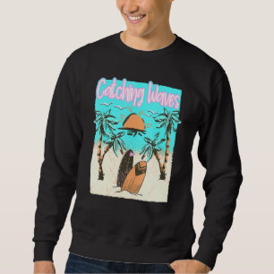 Catching Waves Surfing Beach Vintage Surf Sweatshirt