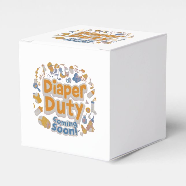 Catchy Gender Reveal Diaper Duty? Coming Soon Favour Box (Front Side)