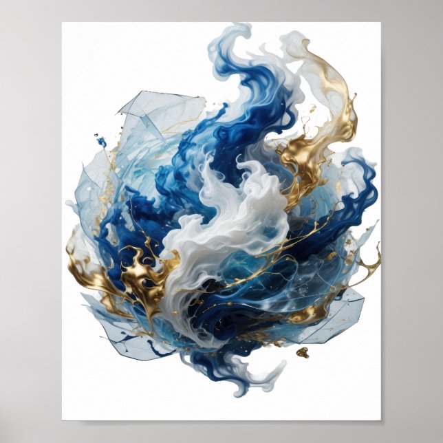 Catchy Silver ABSTRACT ART Artistic Motif Poster (Front)