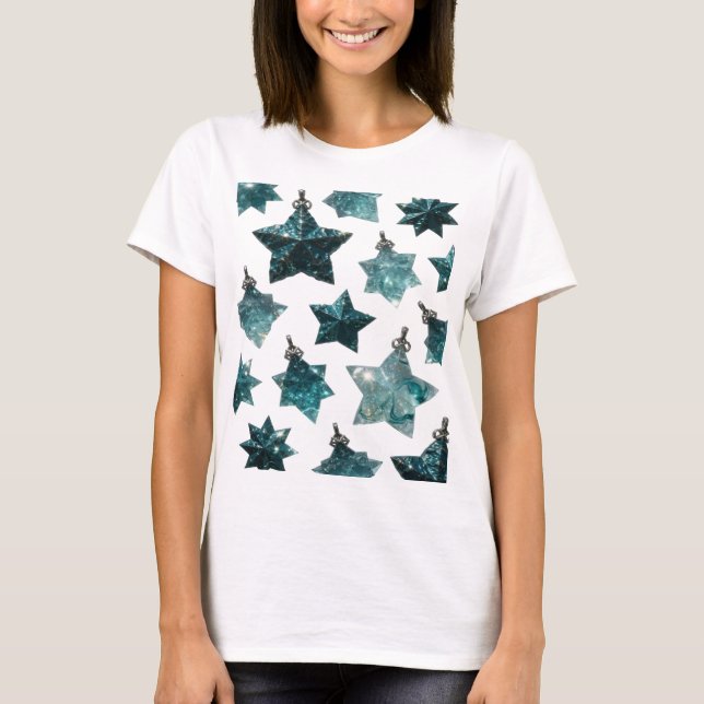 Catchy Silver BLUE STAR ORNAMENTS Custom Tee (Front)