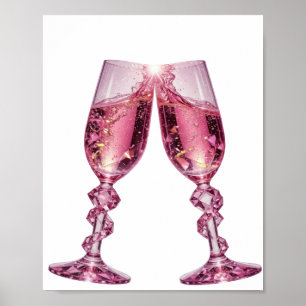 Catchy Silver CHAMPAGNE GLASSES Poster