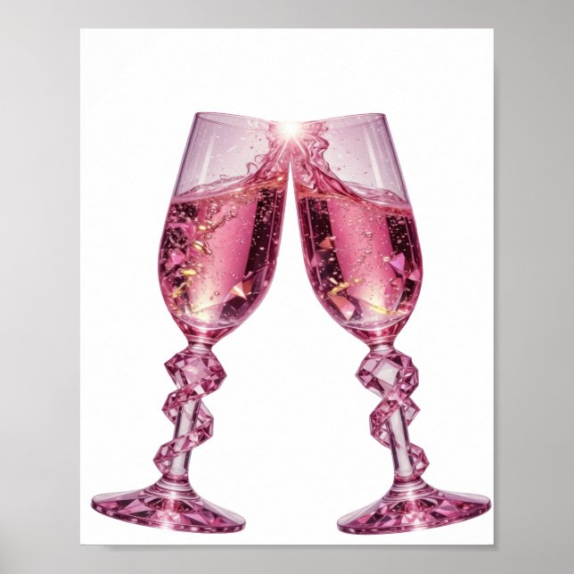 Catchy Silver CHAMPAGNE GLASSES Poster (Front)