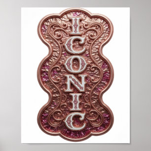 Catchy Silver ICONIC 3D Text Art Poster