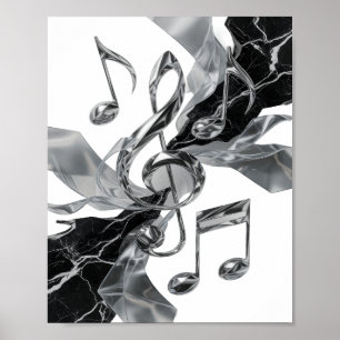 Catchy Silver MUSIC IN MOTION Custom Design Poster