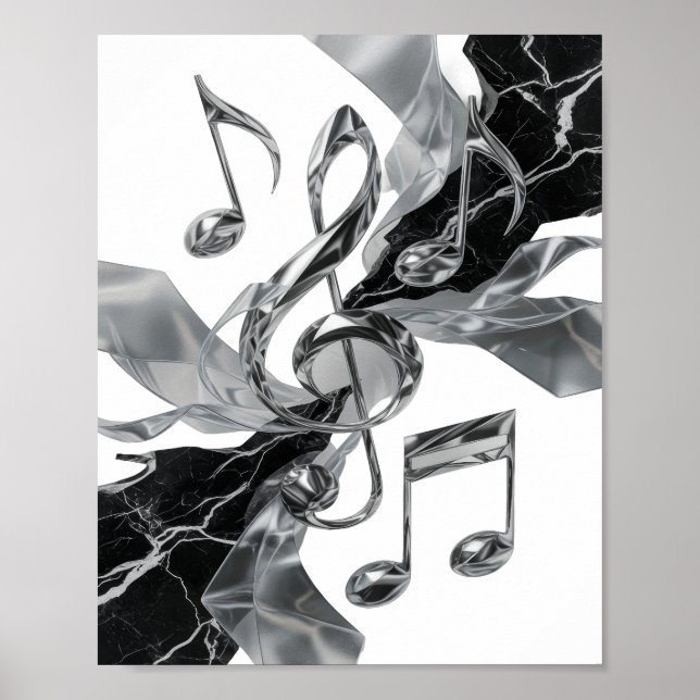 Catchy Silver MUSIC IN MOTION Custom Design Poster (Front)