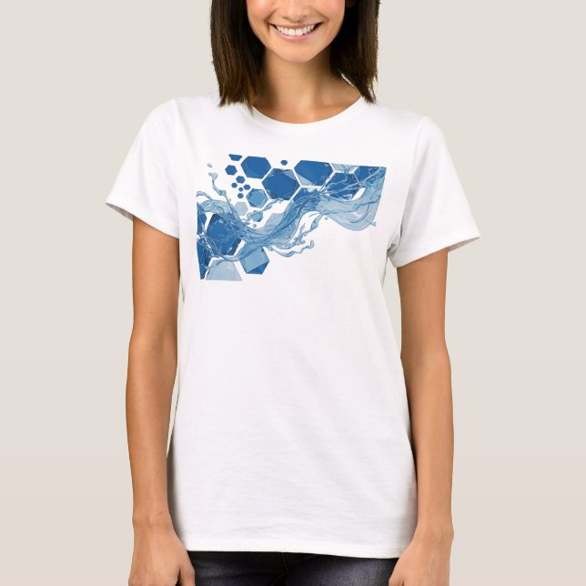 Catchy Silver WATER FLOW Graphic Tee (Front)