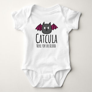 Catcula Here For Ur Blood Parody Cat Halloween Baby Bodysuit