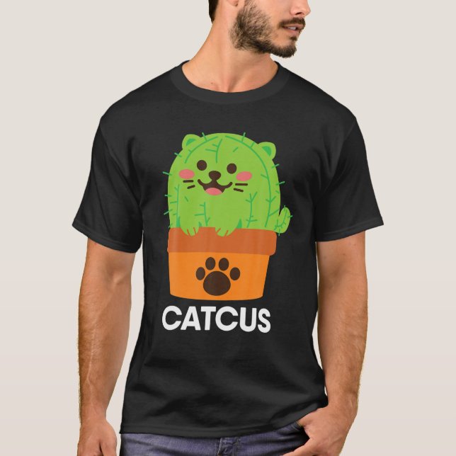 Catcus Cactus Cat Cute Funny Cat Mum Halloween Cos T-Shirt (Front)