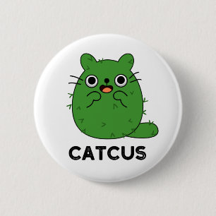 Catcus Cute Cat Cactus Pun 6 Cm Round Badge