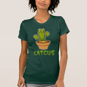 Catcus Funny Cactus Cat Plant Pot T-Shirt