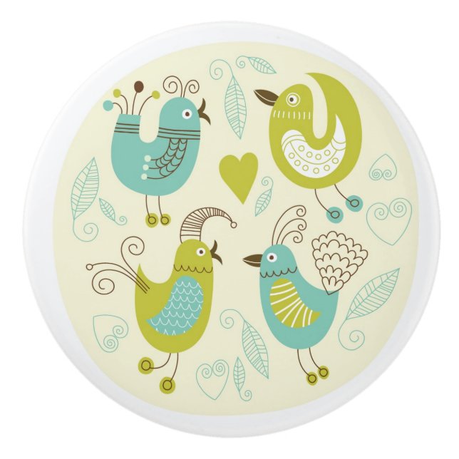 cate cartoon birds ceramic knob (Front)