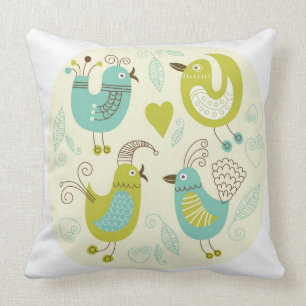 cate cartoon birds cushion