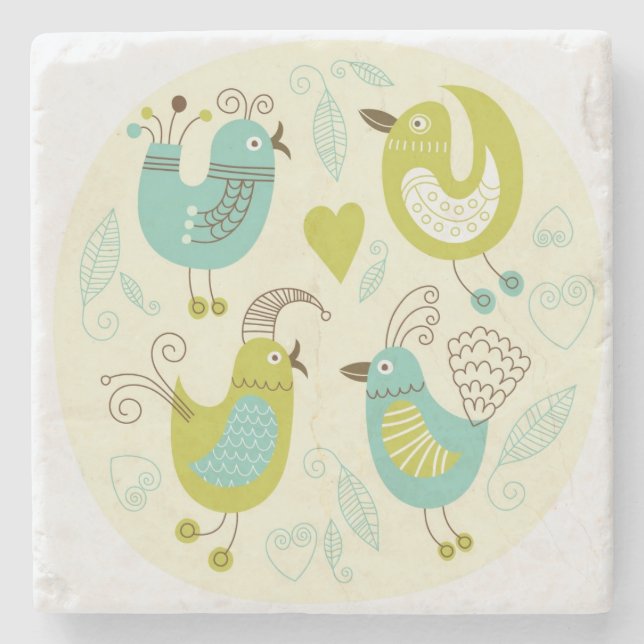 cate cartoon birds stone coaster (Front)
