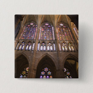 Catedral de Leon, interior stained glass windows 15 Cm Square Badge