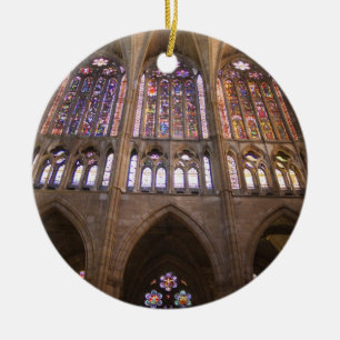 Catedral de Leon, interior stained glass windows 2 Ceramic Tree Decoration