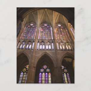Catedral de Leon, interior stained glass windows 2 Postcard