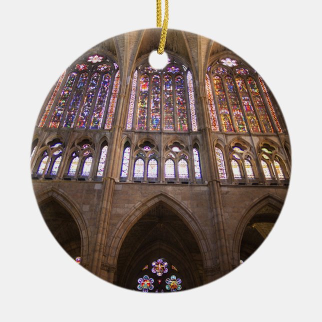 Catedral de Leon, interior stained glass windows Ceramic Tree Decoration (Front)