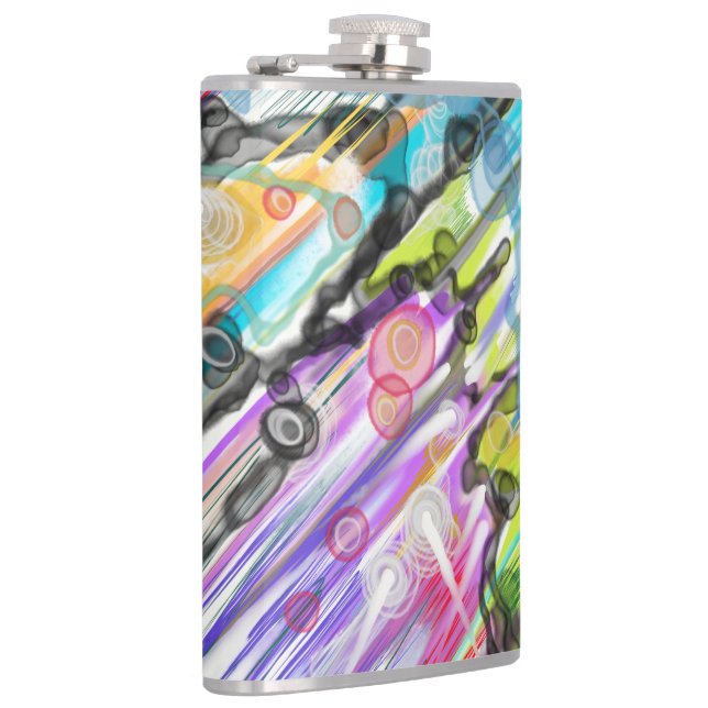 CATEGORY FIVES SWIRLING ABSTRACT ART DESIGN HIP FLASK (Right)