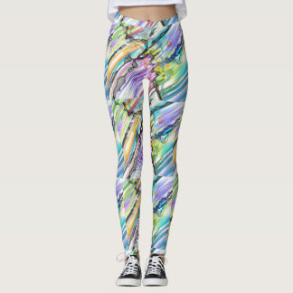 CATEGORY FIVES SWIRLING ABSTRACT ART DESIGN LEGGINGS