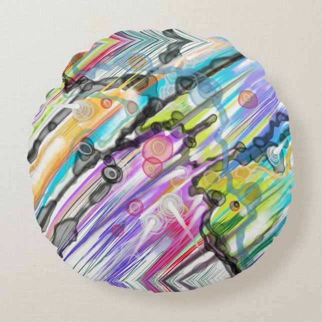 CATEGORY FIVES SWIRLING ABSTRACT ART DESIGN ROUND CUSHION (Front)